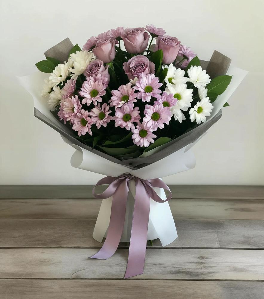 Букет цветов из: Хризантемы и Розы в Сосновоборске Пензенской области