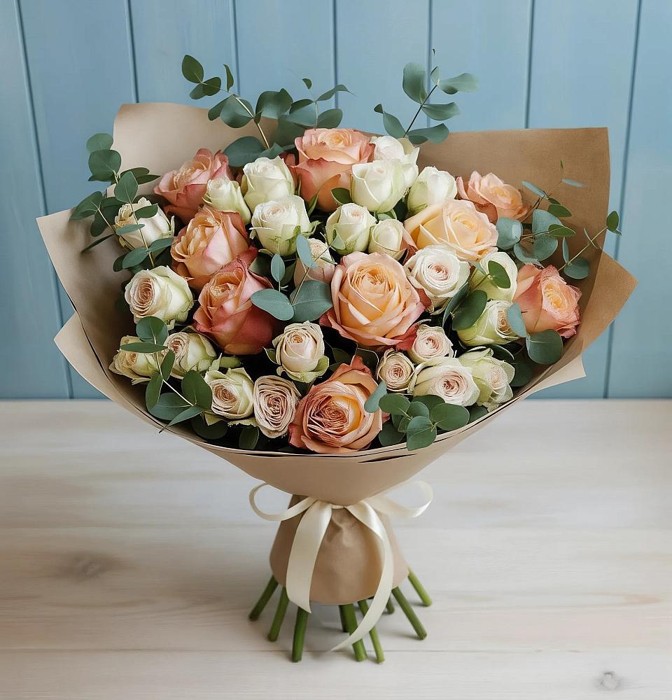 Букет цветов из: Альстромерии и Розы в Сосновоборске Пензенской области