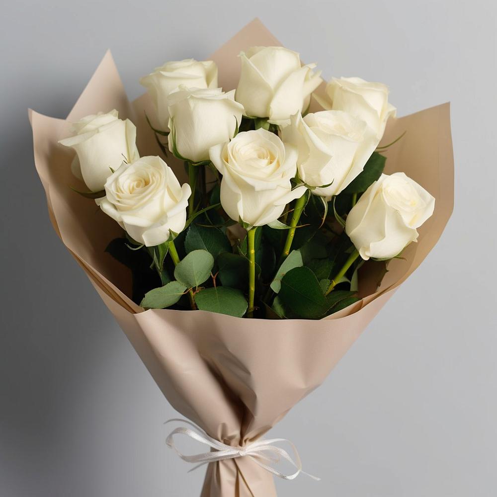 Букет 9 Белых роз Эдлесс Лав в Сосновоборске Пензенской области