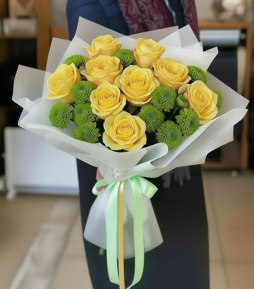 Букет цветов из: Хризантемы и Розы в Сосновоборске Пензенской области