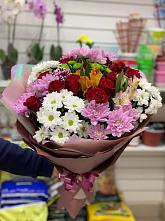 Букет цветов из:  Розы, Хризантемы и Альстромерии #REPLACE_PRED# Сосновоборске Пензенской области