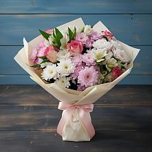 Букет цветов из:  Хризантемы, Альстромерии и Розы #REPLACE_PRED# Сосновоборске Пензенской области